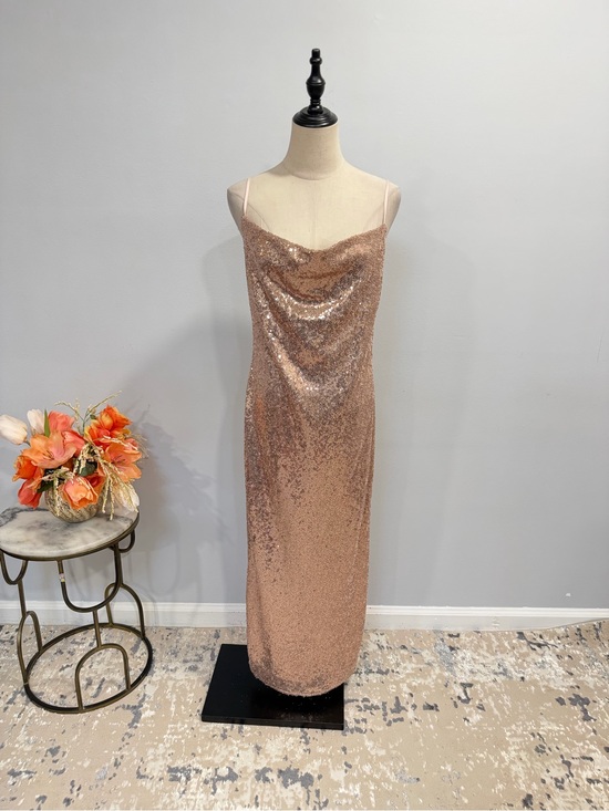 Kenneth Cole Dresses & Skirts - Kenneth Cole Rose Gold Sequin Cowl Neck Sleeveless Slip Dress - Size Small
